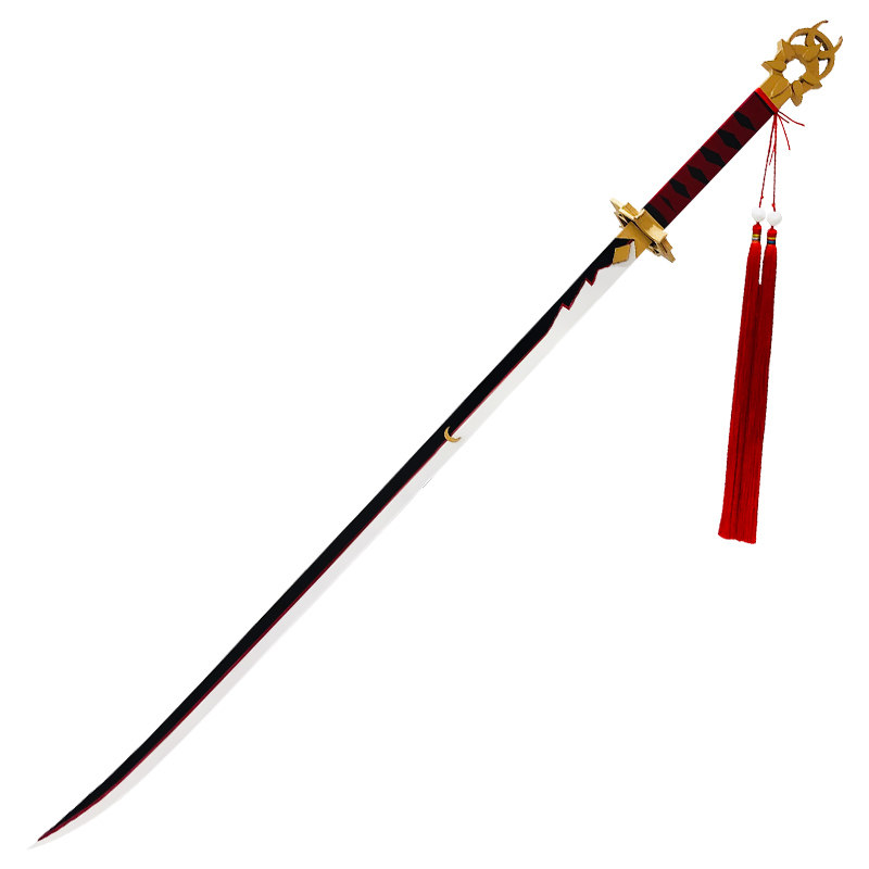 阴阳师 天剑韧心sp鬼切cos道具服 武器刀 奶切 送流苏+角 木质