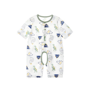 婴儿开裆连体衣开档宝宝衣服夏季薄款纯棉短袖男女婴幼儿哈衣夏装