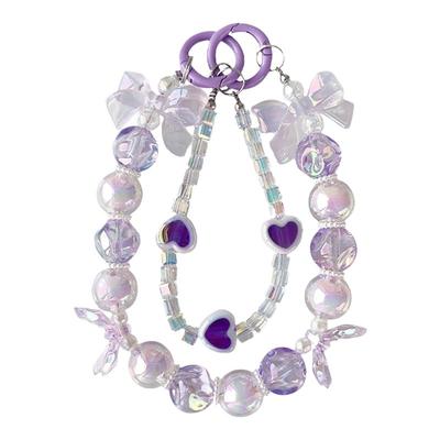 班诗迪手机挂件挂绳紫色水晶链条