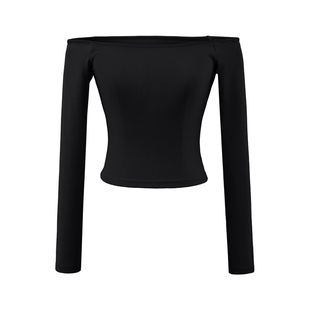 liviahome 纯欲辣妹一字肩长袖T恤女修身显瘦百搭打底衫上衣