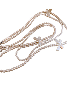 珍珠项链蝴蝶结长款秋冬毛衣链