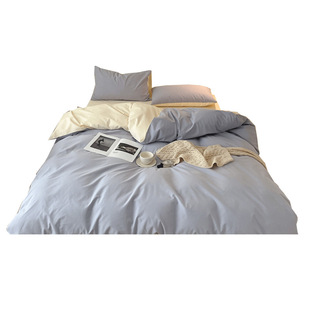 紫罗兰60支全棉磨毛素色四件套纯棉冬季床单被套床上用品保暖套件