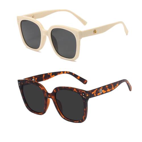 复古新款网红同款奶白色墨镜米色旅游方形大框情侣街拍太阳眼镜男