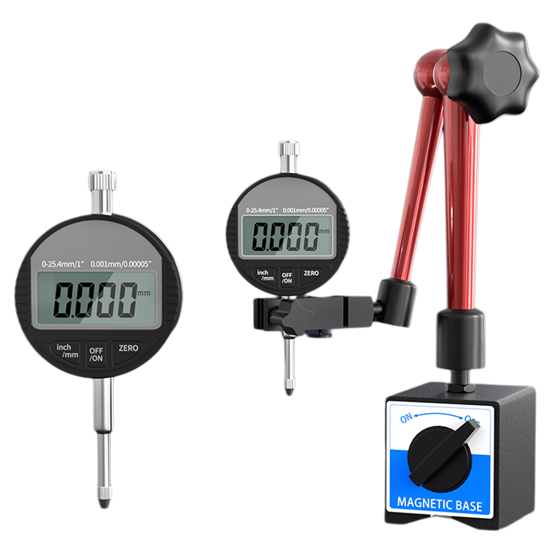 电子数显百分表一套0.001高精度测量头支架磁力表座千分表底座