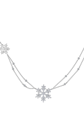 金町安又琪同款雪花项链女纯银双层叠戴毛衣链秋冬高级感2025新款