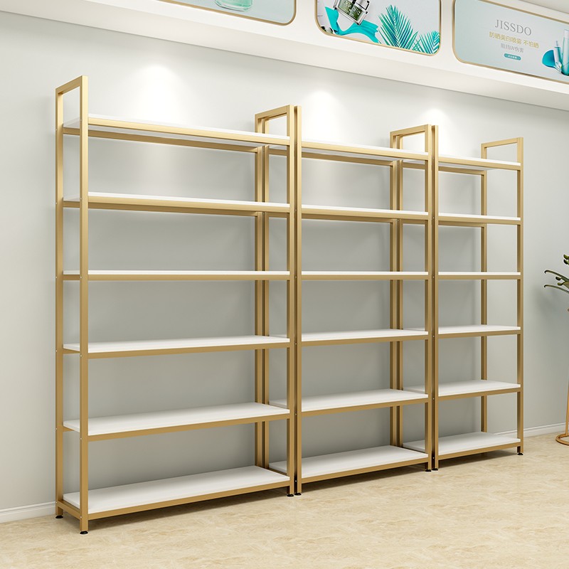 钢木货架落地置物架展示架鞋包陈列架阳台书架收纳架子母婴美容院