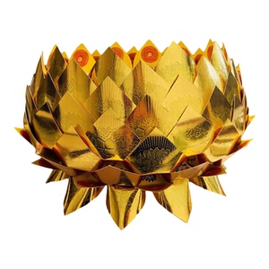 高亮莲花片聚宝盆成品七彩加厚硬卡纸手工折莲花宝莲半成品片批发