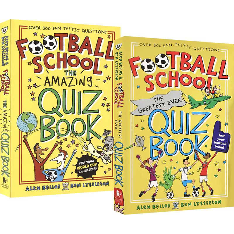 Football School Quiz Book 足球学校趣味问答2册 足球知识科普 搞笑漫画插图 英文原版进口儿童图书