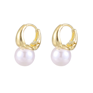 仿珍珠耳环女高级感圆珠金色扣环耳钉2026新款气质冷淡风耳坠耳饰