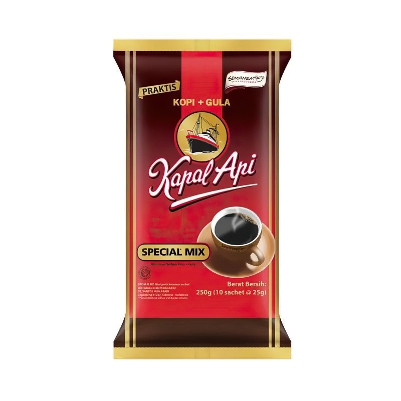 印尼进口KAPAL API火船咖啡火船牌3合1速溶咖啡special mix混合味