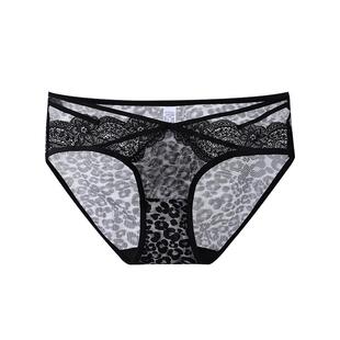 棉露豹纹内裤女欧美风蕾丝女士内裤中腰性感勾人2025新款高级薄款