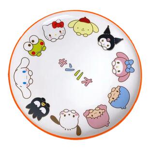 卡卡比中式可爱卡通釉上彩橙色陶瓷沙拉碗盘子杯子耐高温餐具套装