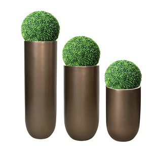 时尚玻璃钢圆柱型落地大花瓶售楼处软装饰品样板间插花器酒店摆件