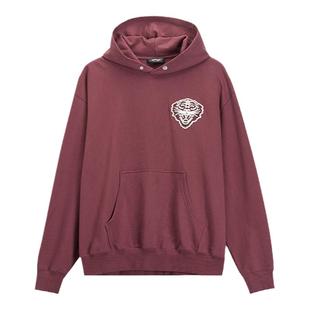 Ed Hardy埃德哈迪冬季新款男士套头衫深石榴红虎头连帽卫衣