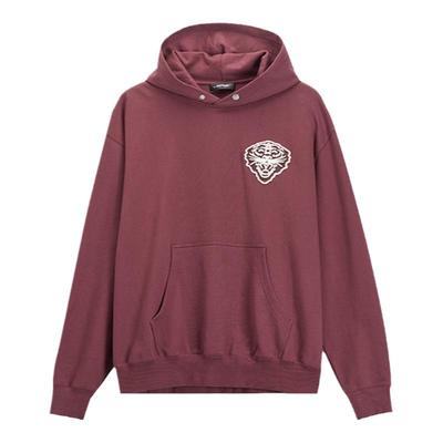 Ed Hardy埃德哈迪冬季新款男士套头衫深石榴红虎头连帽卫衣