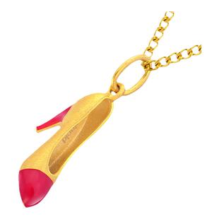justgold镇金店partyfun高跟鞋黄金足金吊坠1522451Y