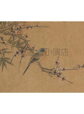 明 喜鹊登枝  横幅替换画布 中式复古艺术书房挂画画芯 定制画心