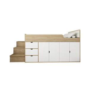 储物榻榻米高低床简约小户型超高箱踏踏米床衣柜一体多功能儿童床