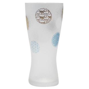 日本aderia石冢硝子丸纹樱花磨砂啤酒杯威士忌杯玻璃杯单杯礼盒装