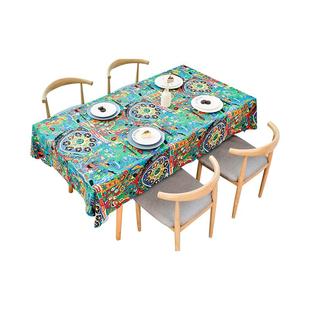 民族风桌布棉麻印花画室酒吧咖啡厅餐桌盖布复古茶几布长方形台布