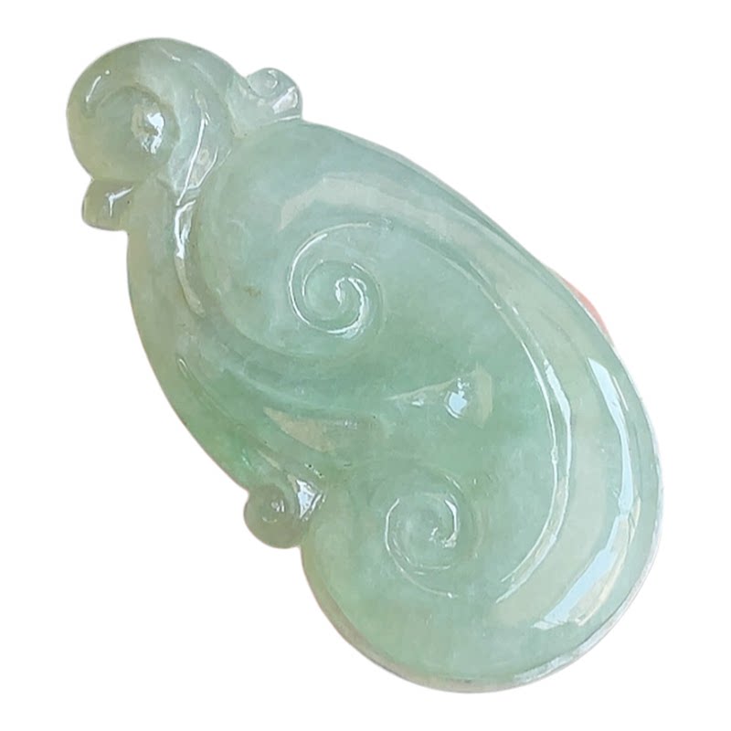 缅甸翡翠冰糯种满色如意吊坠