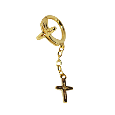 ROSE'十字架耳钉1.2mm皮圈