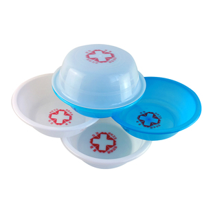 一次性塑料脸盆脚盆白色加厚加大塑料脸盆医院专用红十字脸盆蓝色