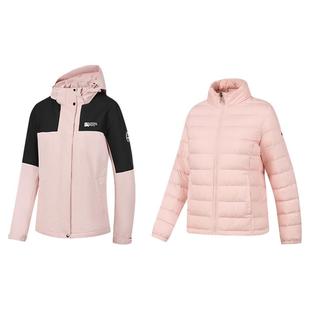 乔丹羽绒三合一女款运动外套保暖连帽商场同款冲锋风衣FFD2254313