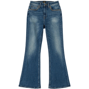 【张凌赫代言】Lee商场款426修身高腰微喇中深蓝女牛仔裤潮A09026