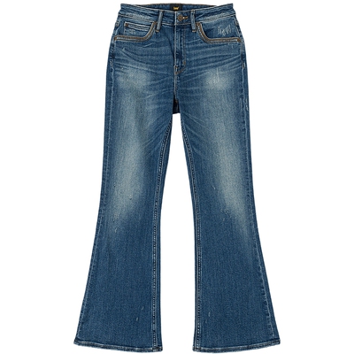 【张凌赫代言】Lee商场款426修身高腰微喇中深蓝女牛仔裤潮A09026