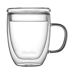 德国双层高硼硅玻璃杯子带把手耐高温女高颜值马克水杯饮料咖啡杯