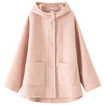 BANANA BABY2025年冬季新款双面呢大衣女时尚连帽毛呢外套