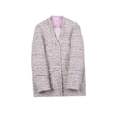 新花呢手编小香廓形上衣粗花外套