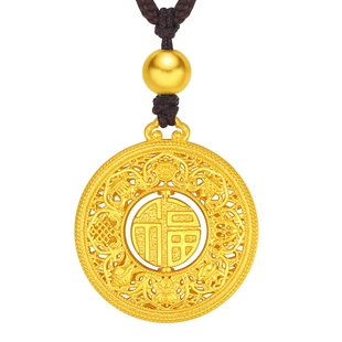潮宏基臻金弘八宝罗盘足金项链古法黄金套链福牌吊坠计价
