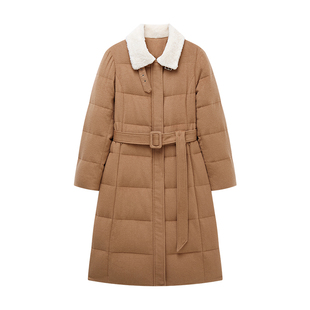 TEASEL「温暖叙事」丝驼绒90白鹅绒羊羔毛领加厚轻盈冬季羽绒服