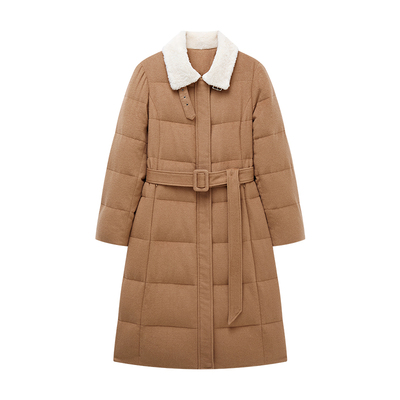 90白鹅绒保暖羊羔毛立领羽绒服