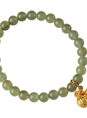 复古新中式步步莲花和田玉手串