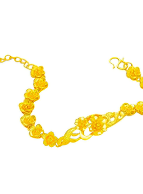 古法真金色浪漫牡丹花手链不掉色