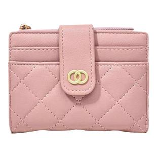 菱格小钱包女款时尚女短款学生简约日韩小众拉链搭扣卡包零钱夹子