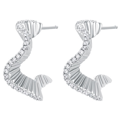 一撇一捺人造水晶耳钉不规则