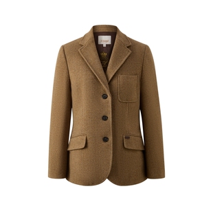 【100%绵羊毛】Eland衣恋西装女时尚通勤人字呢外套2025冬季新款