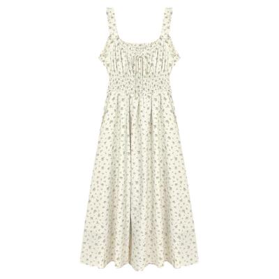 陆小团团碎花吊带裙连衣裙女2024春季新款法式纯欲奶系穿搭长裙子