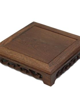 鸡翅木奇石瓷器底座红木创意摆件