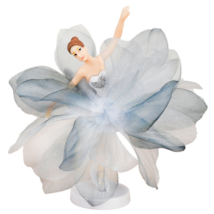 烘焙蛋糕装饰芭蕾舞女孩玩偶摆件唯美纱裙跳舞少女布艺纱花插件