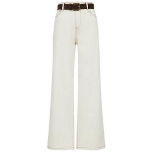 Vero Moda牛仔裤女2025夏季新款细闪面料可拆腰带直筒裤325232002