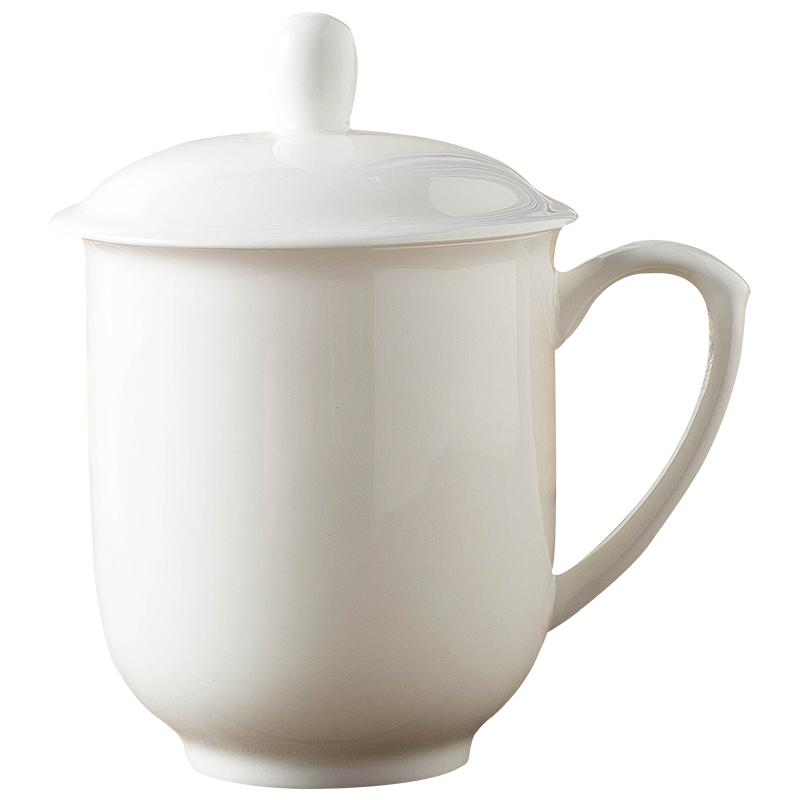 亚彩景德镇陶瓷茶杯带盖骨瓷水杯办公室会议杯子酒店公司定制LOGO