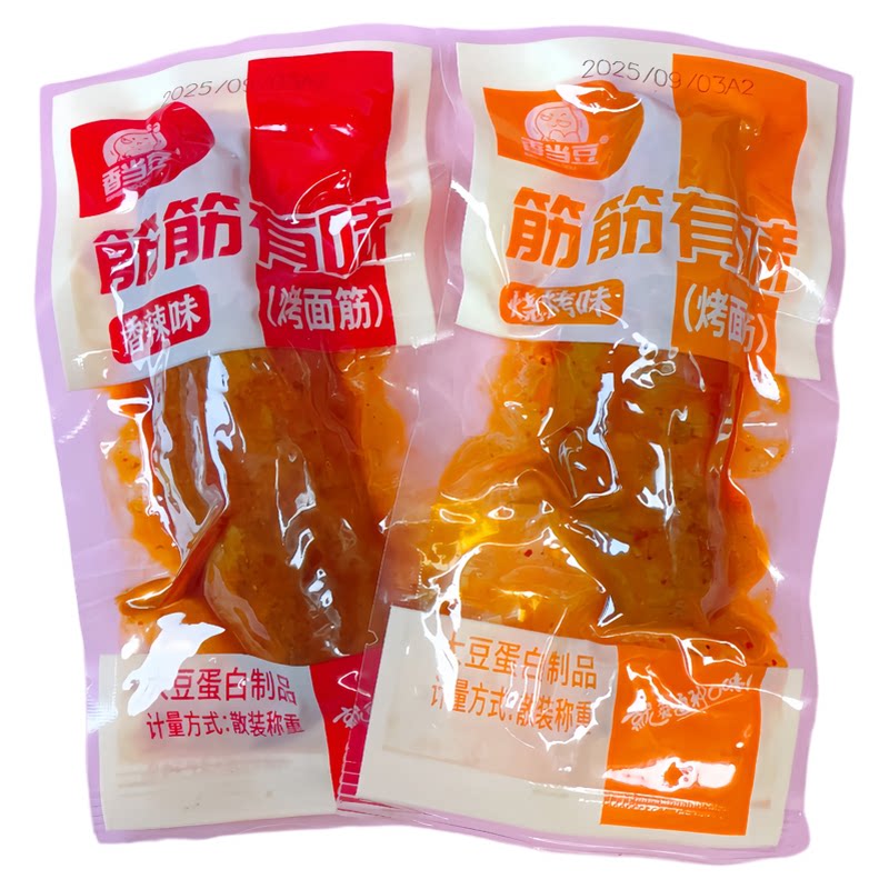 香当豆筋筋有味烤面筋烧烤味香辣味大豆蛋白制品一根筋网红零食