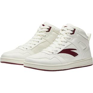 安踏高帮板鞋男士运动鞋冬季皮面鞋子潮流休闲鞋薄底百搭小白鞋男