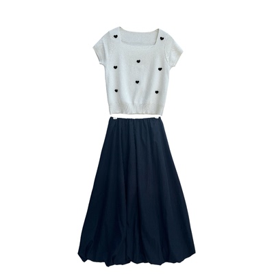 小小家 小个子小码春夏短款针织衫+花苞半身裙温柔套装气质显高瘦