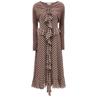 Vero Moda奥莱连衣裙秋冬新款波点吊带裙针织外衫温柔两件套流行